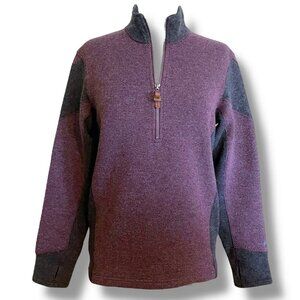 Overland Womens Wool Blend Fleece 1/4 Zip Pullover Sz Small Gray Purple Top